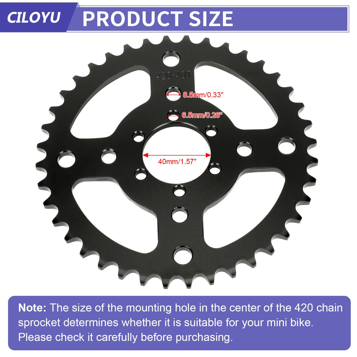 CILOYU sprocket mounted on a mini bike hub illustrating direct-fit replacement benefit