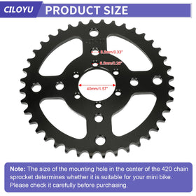 CILOYU sprocket mounted on a mini bike hub illustrating direct-fit replacement benefit