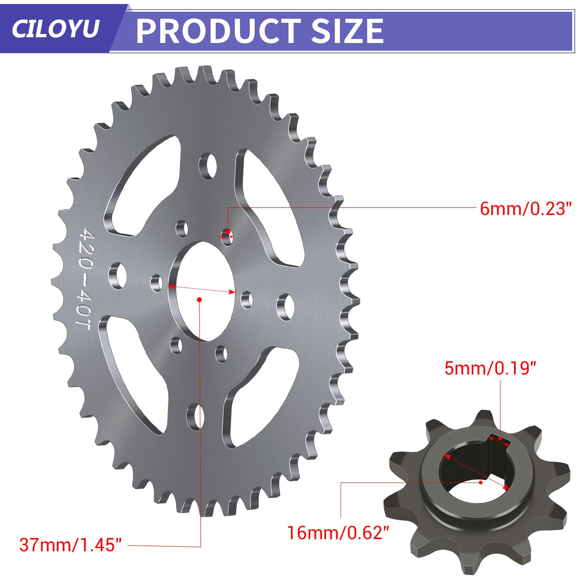 CILOYU sprocket teeth close-up showing precision machining for smoother engagement