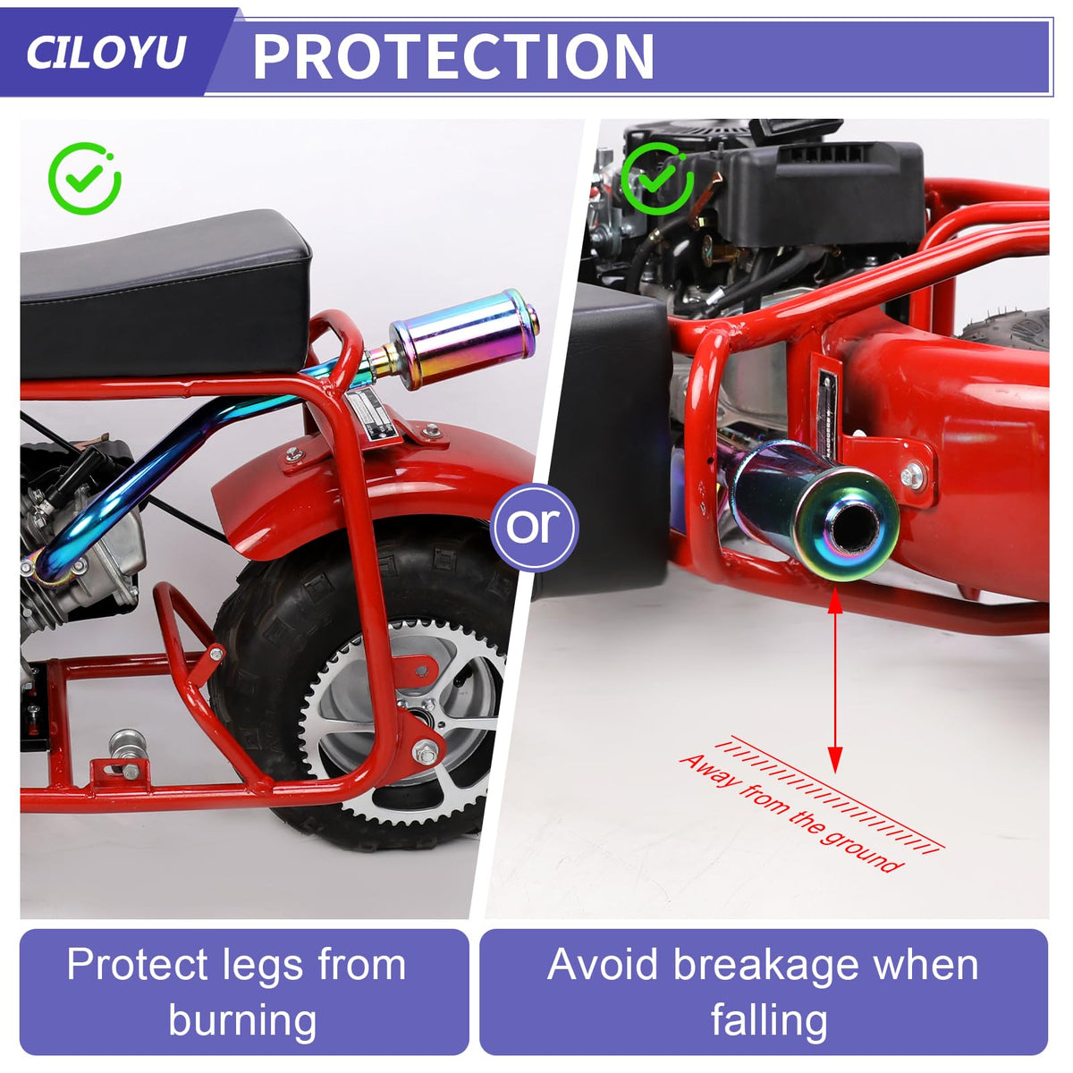 CILOYU muffler cross-section showing thickened inner wall for quieter operation