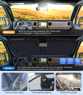 CIMIAUTO sunshade installed inside Jeep demonstrating reduced glare and interior comfort
