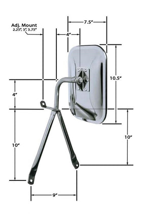 CIPA 45500 mounted on van demonstrating fit and improved sightlines
