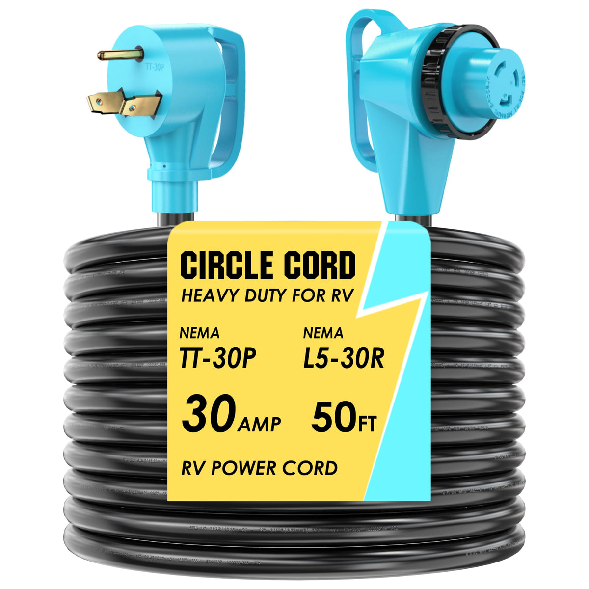 CircleCord front connector showing secure fit and easy plug handling