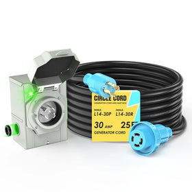 CircleCord inlet box and 25ft cord front view showing durable setup and reliable connection