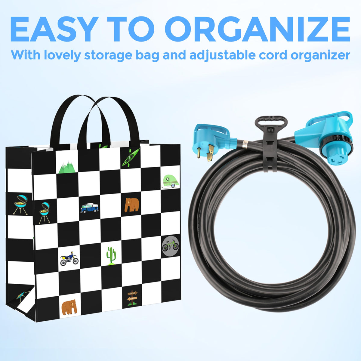 CircleCord held in hand illustrating 50ft scale and convenient handling