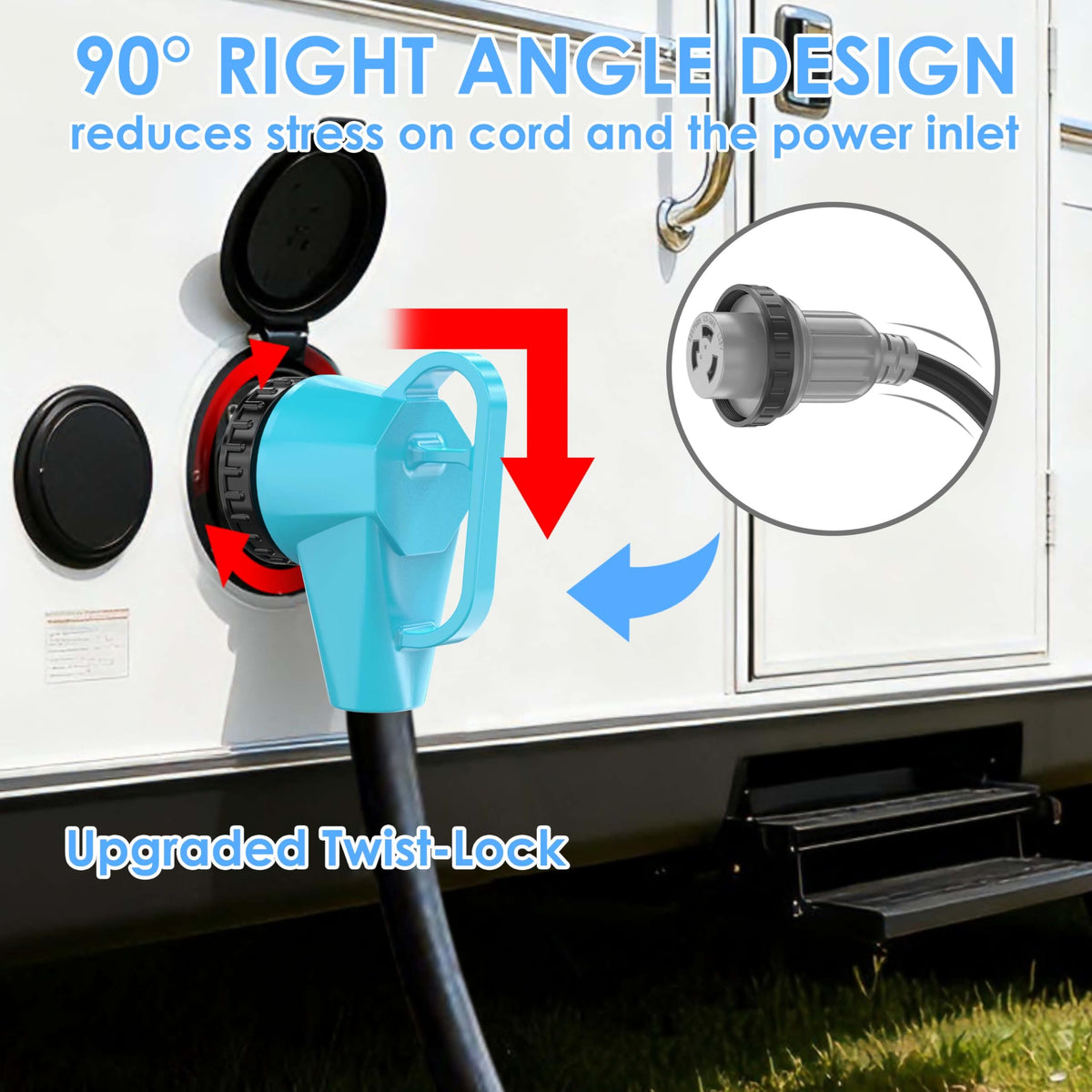 CircleCord twist-lock L5-30R receptacle detail for secure connection