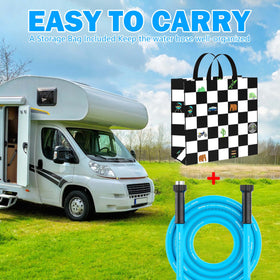 CircleRiver hose packed in storage bag with patented handle for compact transport