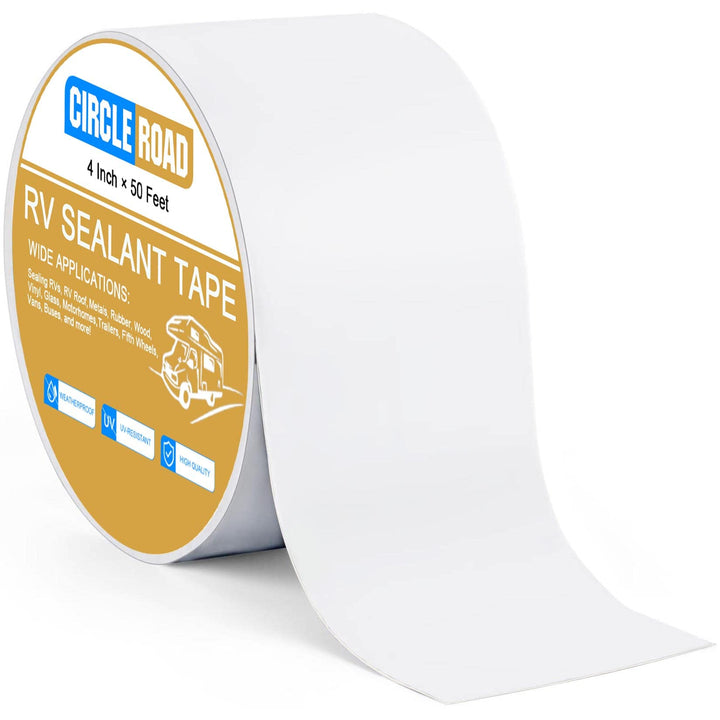 CircleRoad front roll view showing white 4-inch tape and benefit of ready-to-use sealant