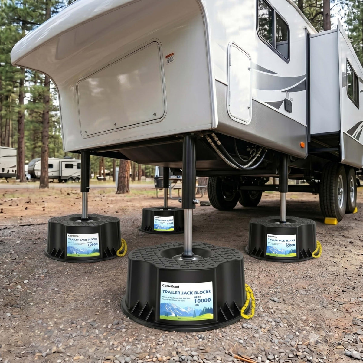 CircleRoad stacked pads in vehicle trunk saving space and simplifying storage
