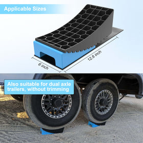 CircleRoad wheel parked on leveler demonstrating stable RV support