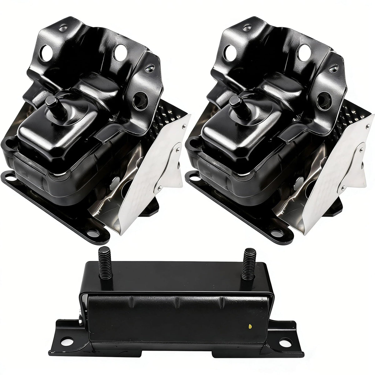 Citumo engine motor mount set front view showing three-piece kit and benefits of reduced vibration