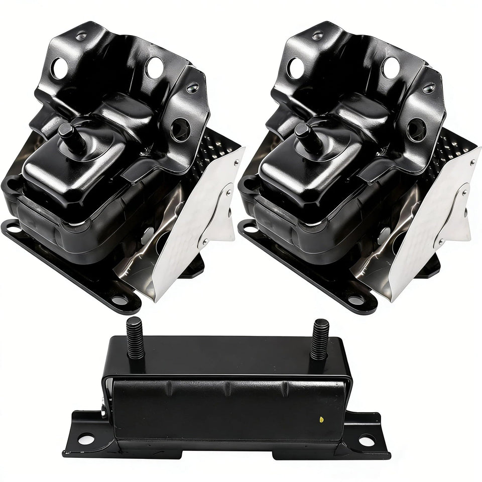 Citumo engine motor mount set front view showing three-piece kit and benefits of reduced vibration