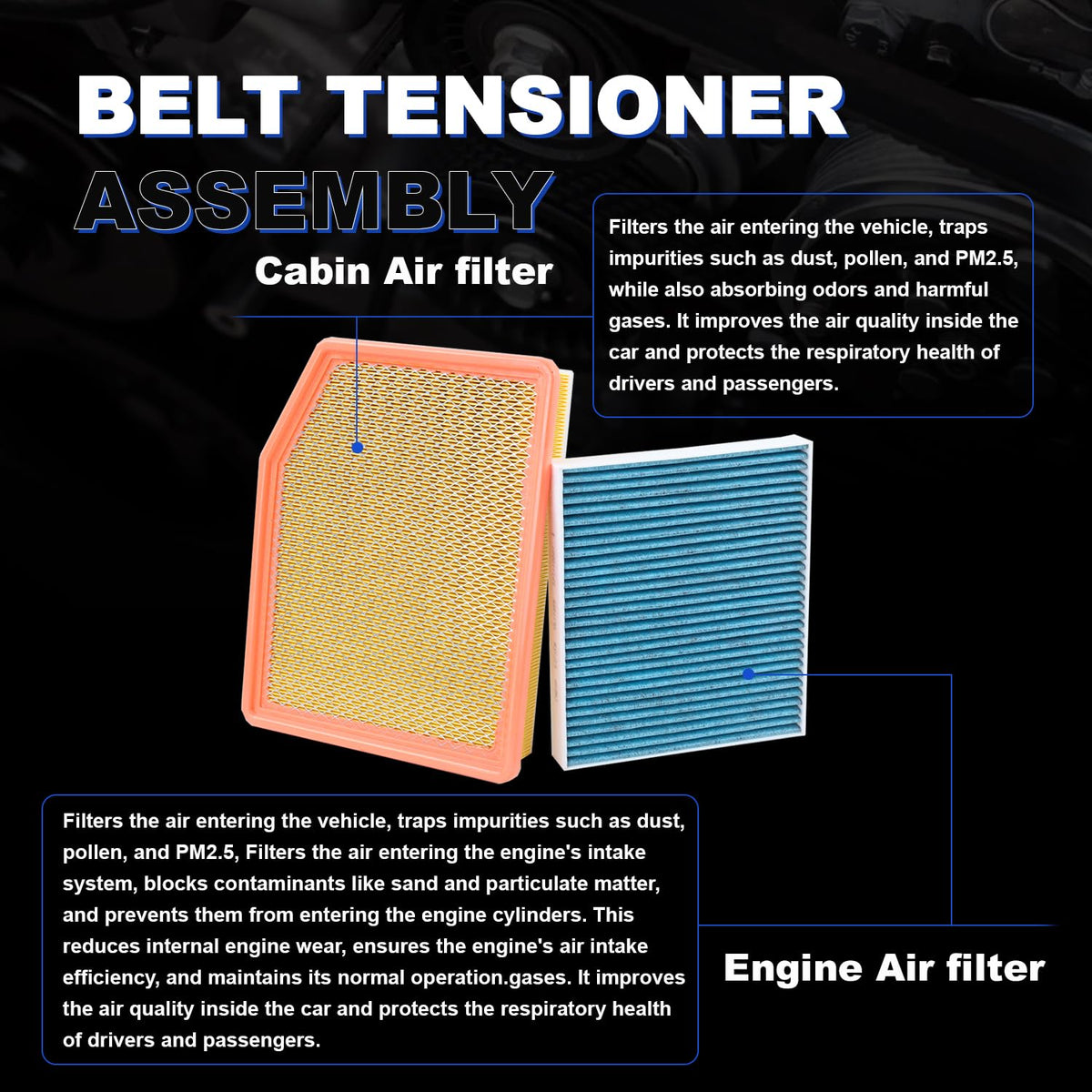 Citumo engine filter installed under hood demonstrating easy direct-fit replacement