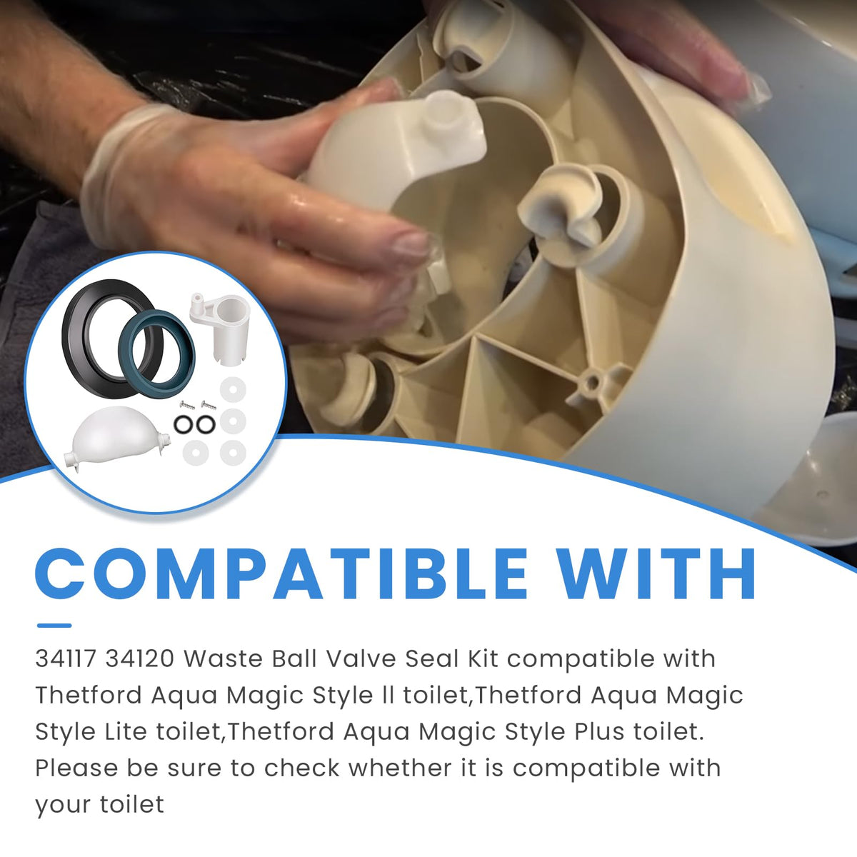 Ciuouient close-up of waste ball seal illustrating tight leak prevention