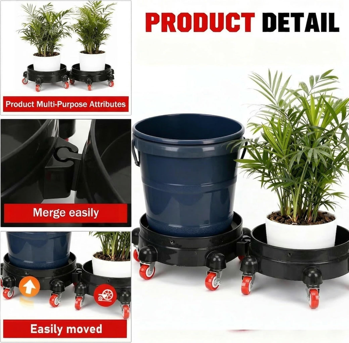 CJKKH close-up of five swivel casters enabling smooth 360-degree maneuverability benefit