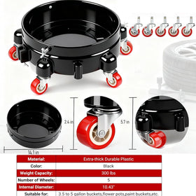 CJKKH side profile with full 5-gallon bucket demonstrating secure fit and easy rolling benefit