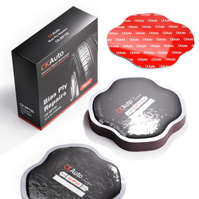 CKAuto front packaging showing ten heavy-duty bias tire patches for reliable repairs