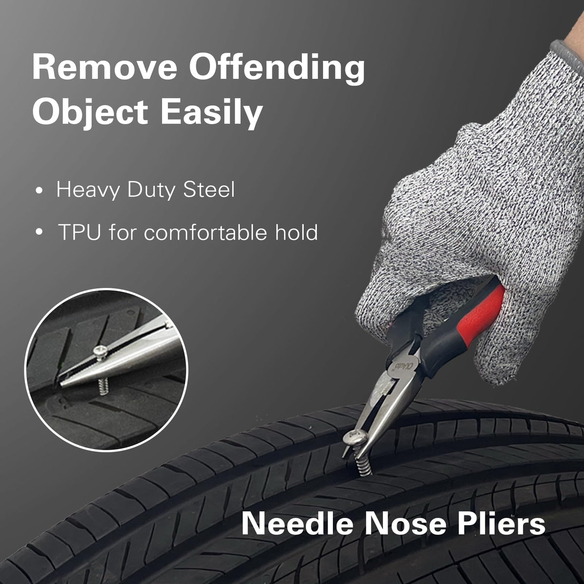 CKAuto cut‑resistant gloves and pliers displayed to protect hands and remove debris