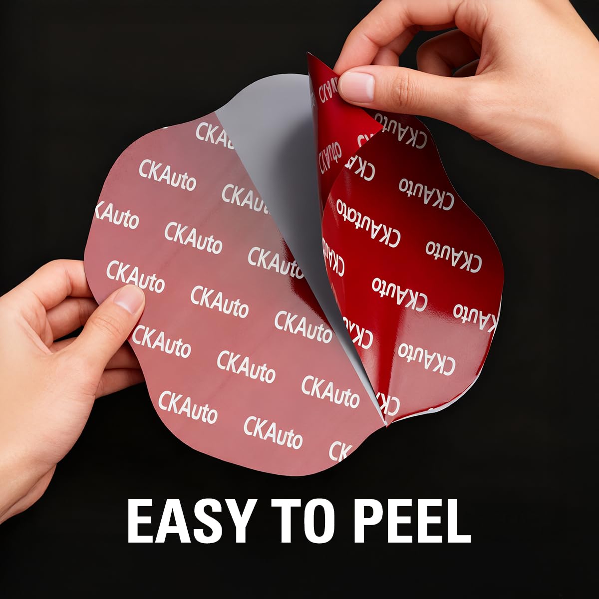 CKAuto patch applied to a tire sidewall demonstrating secure, flexible adhesion