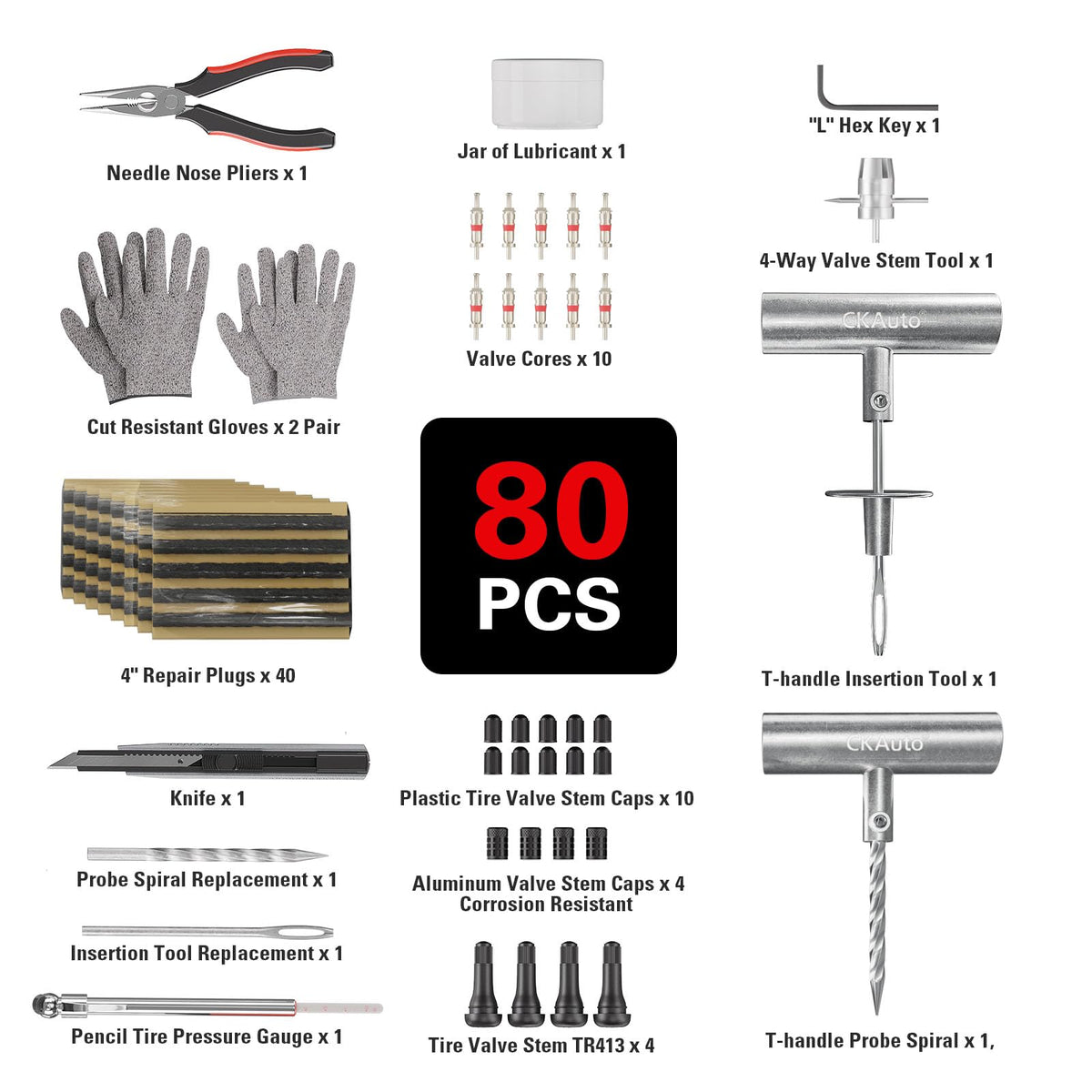 CKAuto closeup of T‑handle tools and probe demonstrating durable metal construction