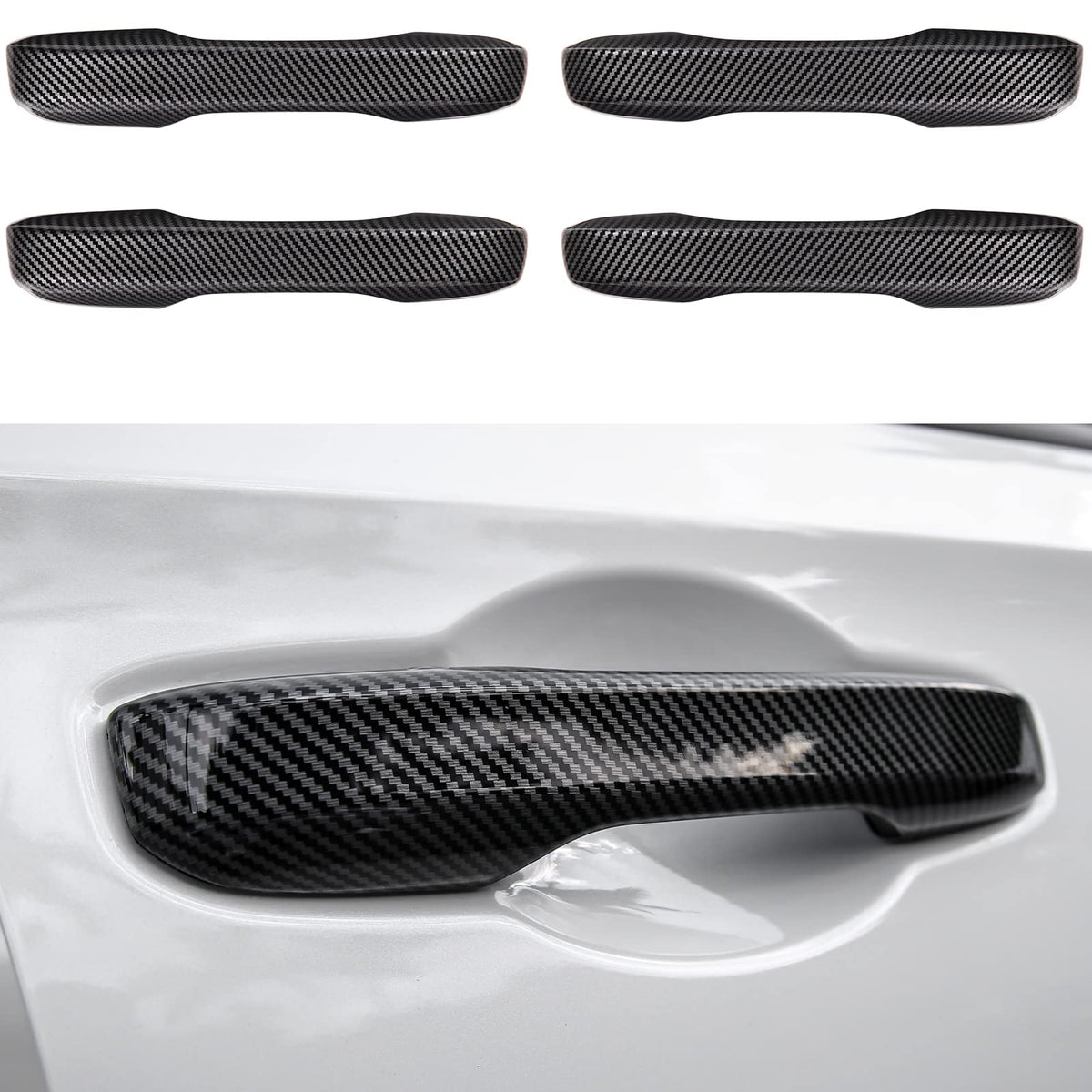 CKE front view of carbon handle cover showing sporty upgrade benefit