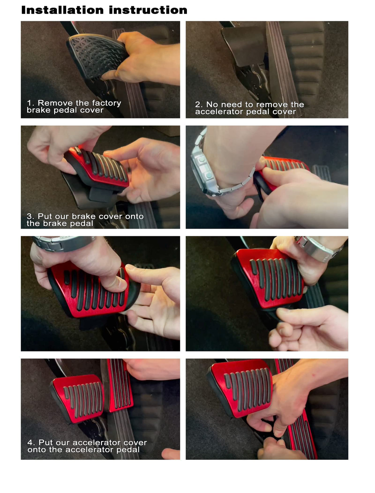 CKE gas pedal overlay detail demonstrating easy installation and grip