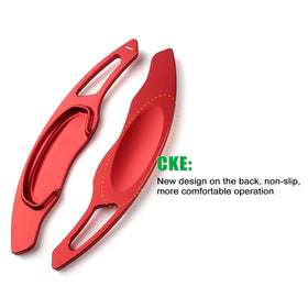 CKE red paddles installed on Honda steering wheel demonstrating OEM fit