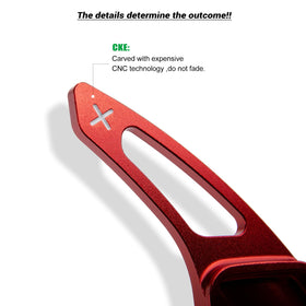 CKE red paddle close-up of carved metal texture for improved grip