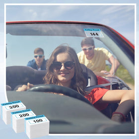 Clabby stickers attached to cars in event parking for streamlined management