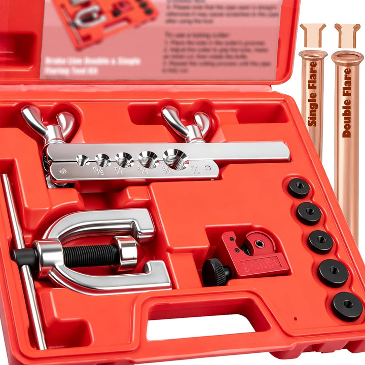 Clatoon front packaging showing full flaring tool kit and organized case for easy transport