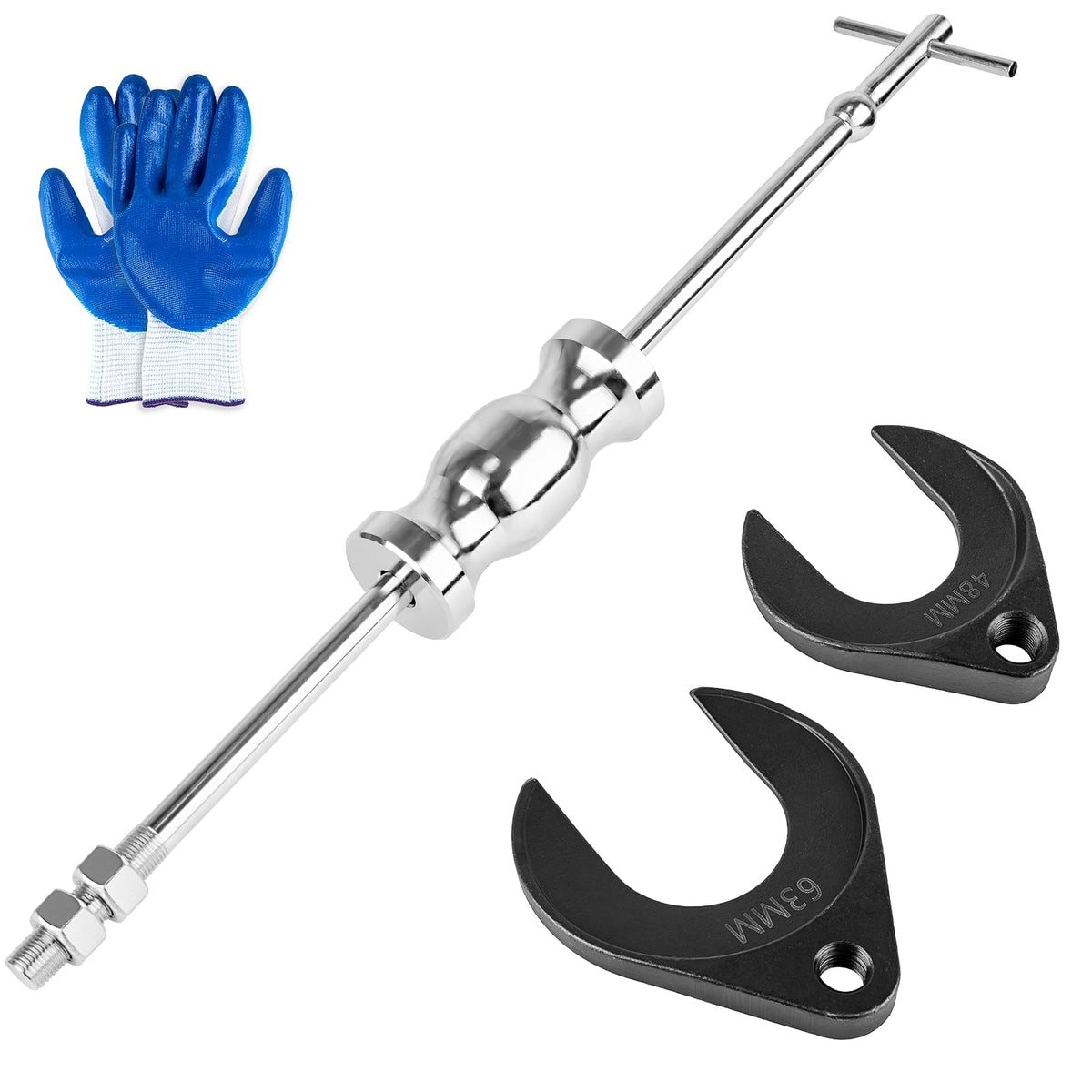 Clatoon slide hammer front view showing sturdy handle and 7 lb weight for controlled pulls