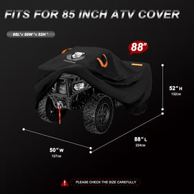 ClawsCover on ATV side profile illustrating 88 inch XXL fit and coverage