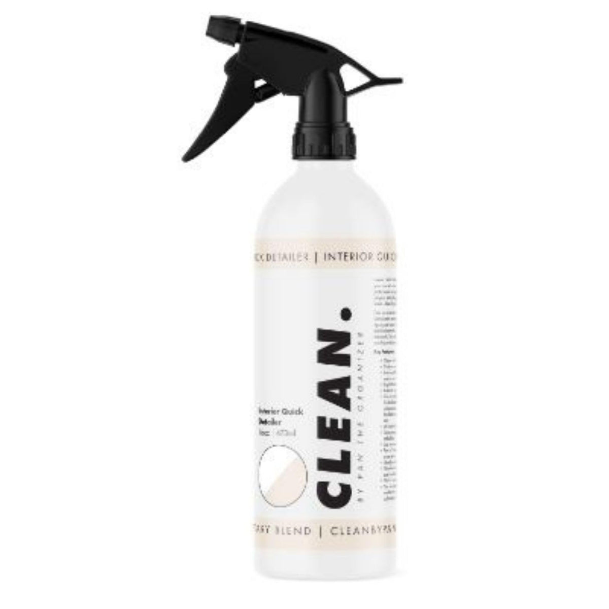 CLEAN. front spray bottle showing label and easy-spray nozzle for quick interior cleaning