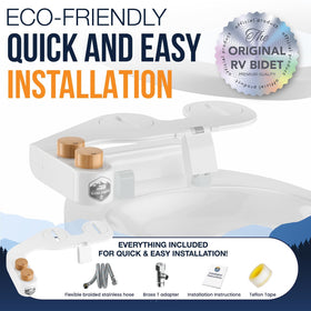 Clean Camper in-use inside RV bathroom demonstrating water-saving bidet spray