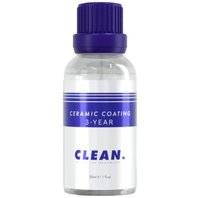 CLEAN. bottle front packaging showing label and 30ml size benefit