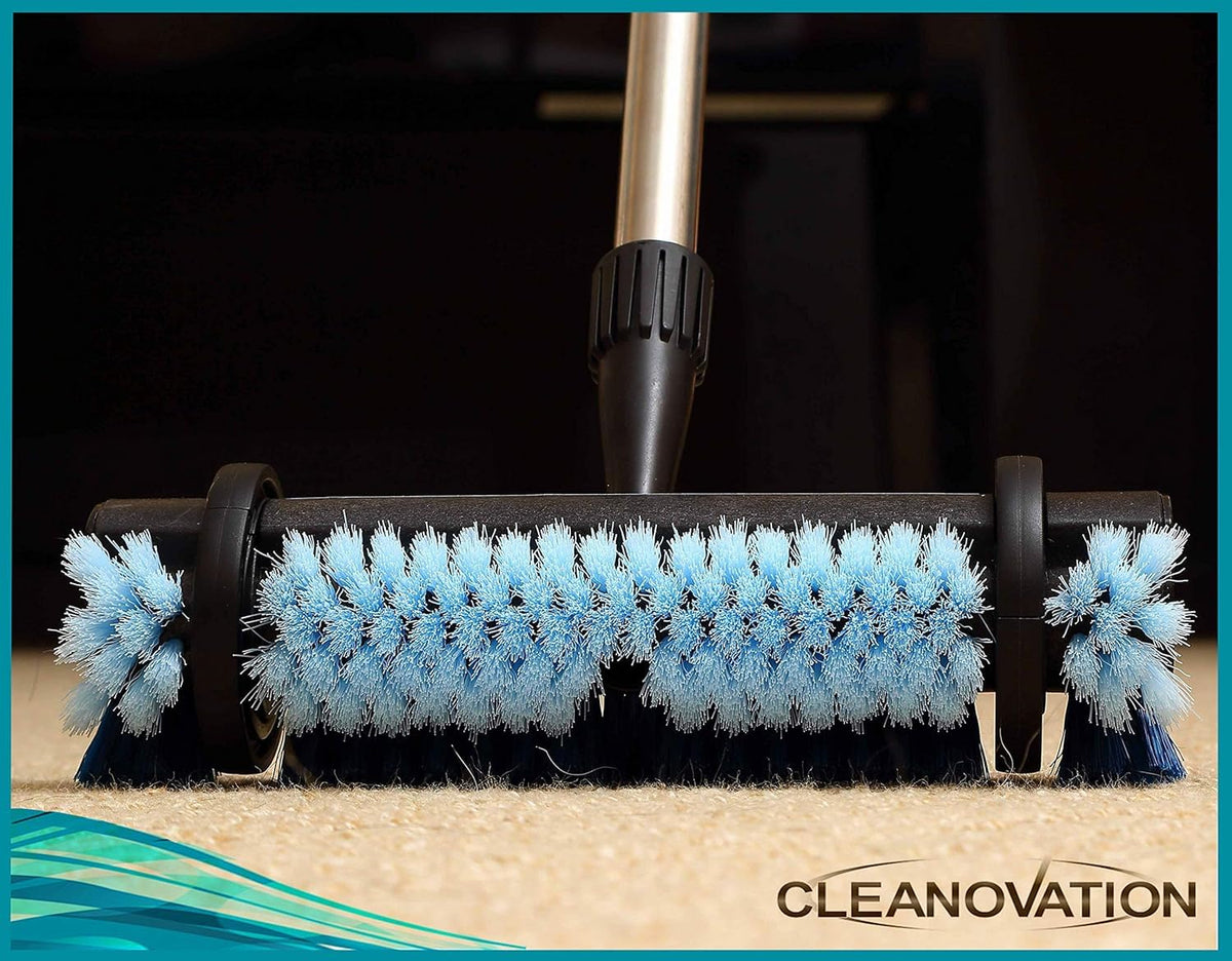 Cleanovation in use on carpet demonstrating ergonomic long-handle cleaning action