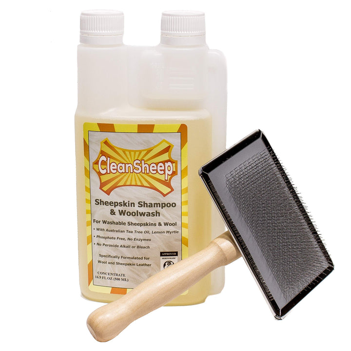 CleanSheep front packaging showing brush and shampoo benefits