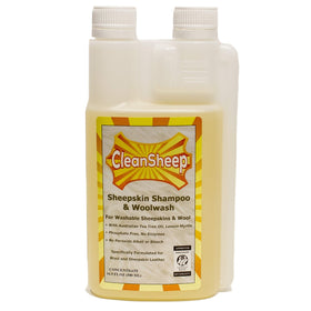CleanSheep kit beside hand to show brush and bottle scale