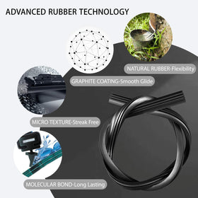 CLEARGO graphite-treated rubber edge closeup for quiet, streak-free wiping
