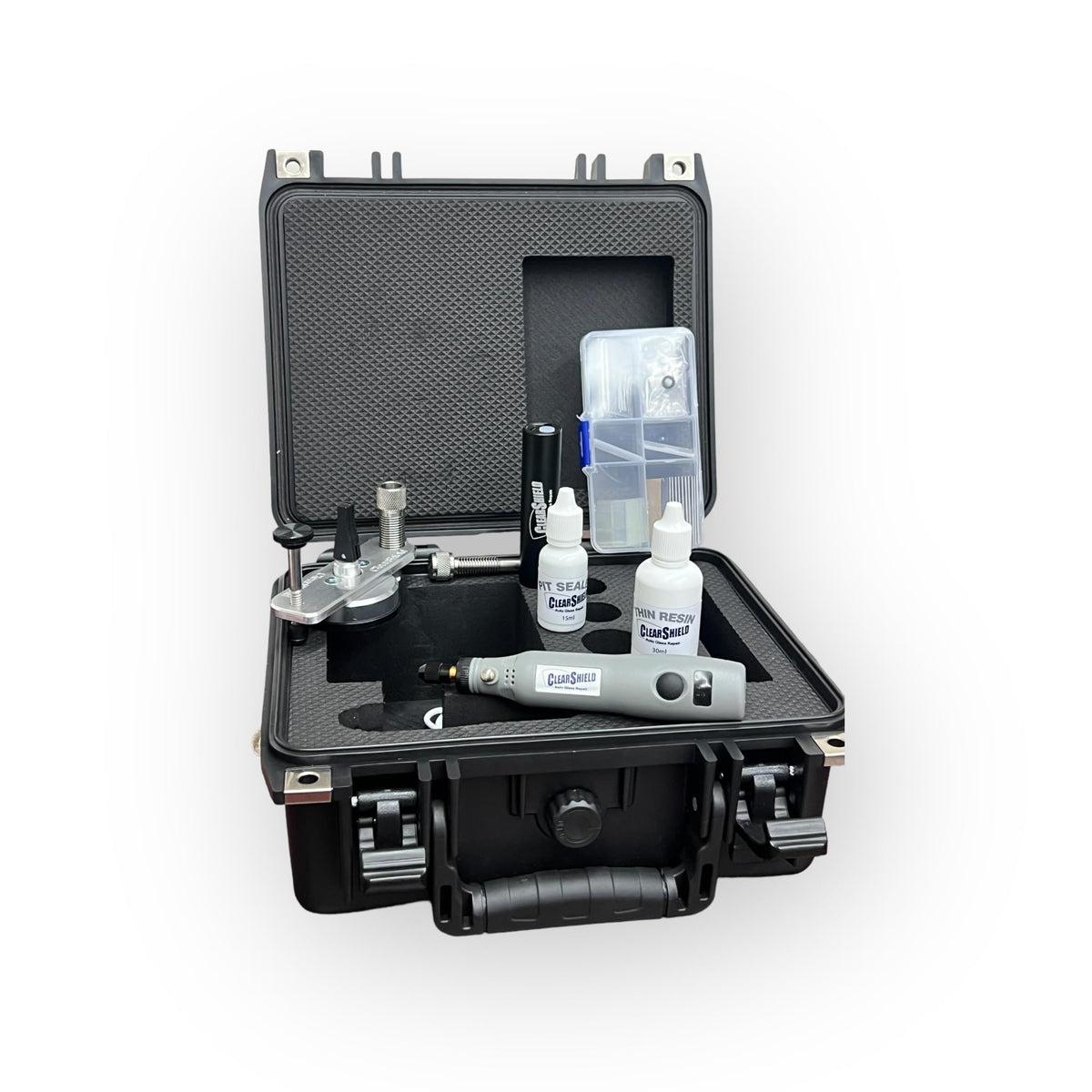 Clearshield kit front packaging showing complete repair set and professional quality