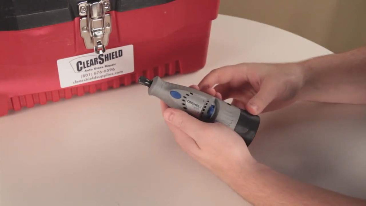 Clearshield technician holding a bit demonstrating ease of handling and in-field use
