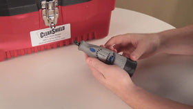Clearshield technician holding a bit demonstrating ease of handling and in-field use