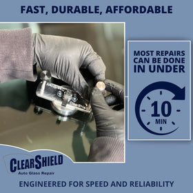 Clearshield kit size shown next to car key for scale, proving compact portability