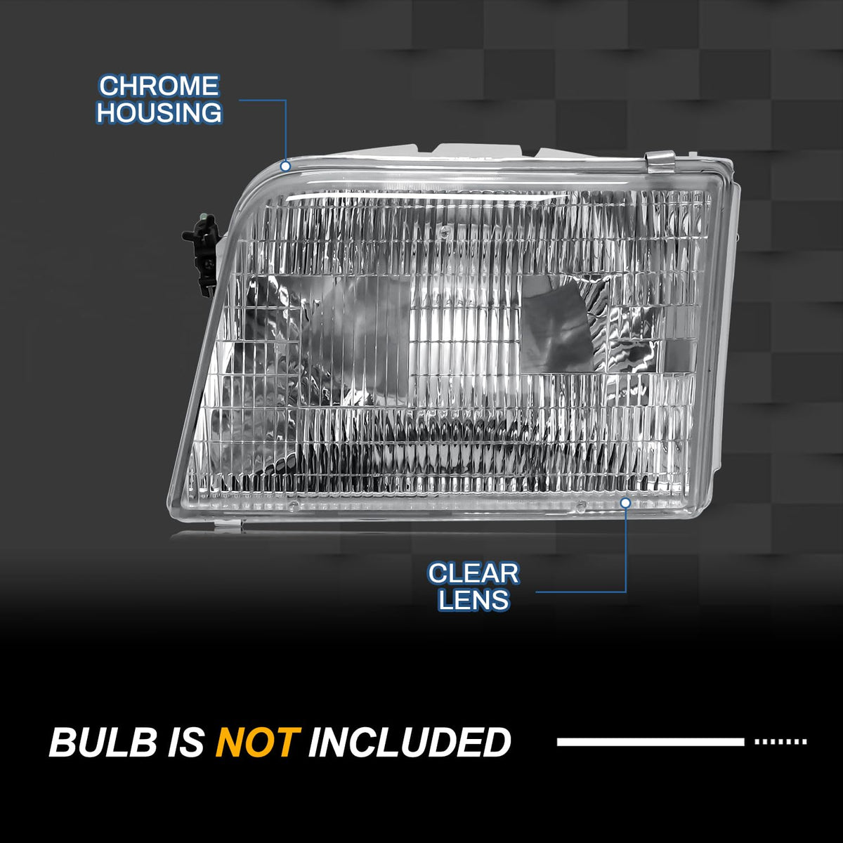 CLERYYE close-up of polycarbonate lens and chrome reflector for clarity benefit