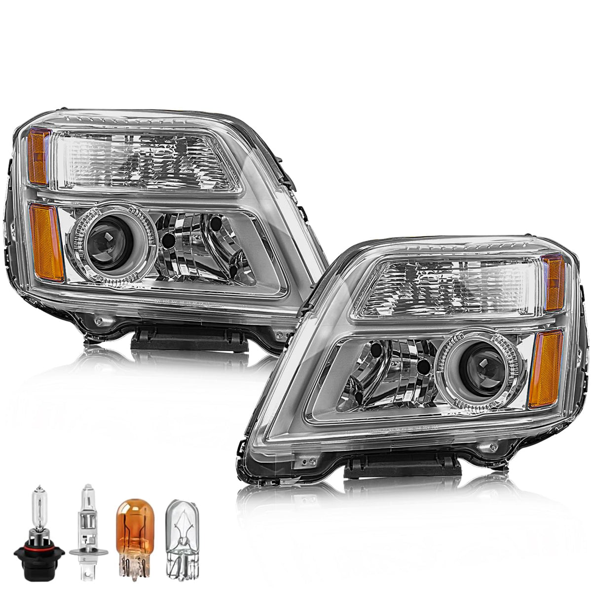 CLERYYE front assembly pair showing clear lenses and chrome housings for easy replacement