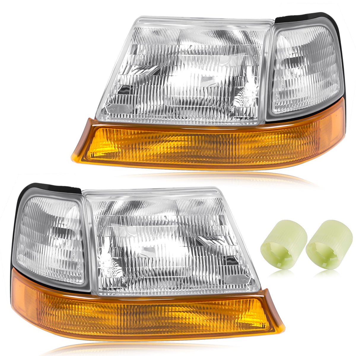 CLERYYE front view of headlight assembly showing factory fit and improved appearance