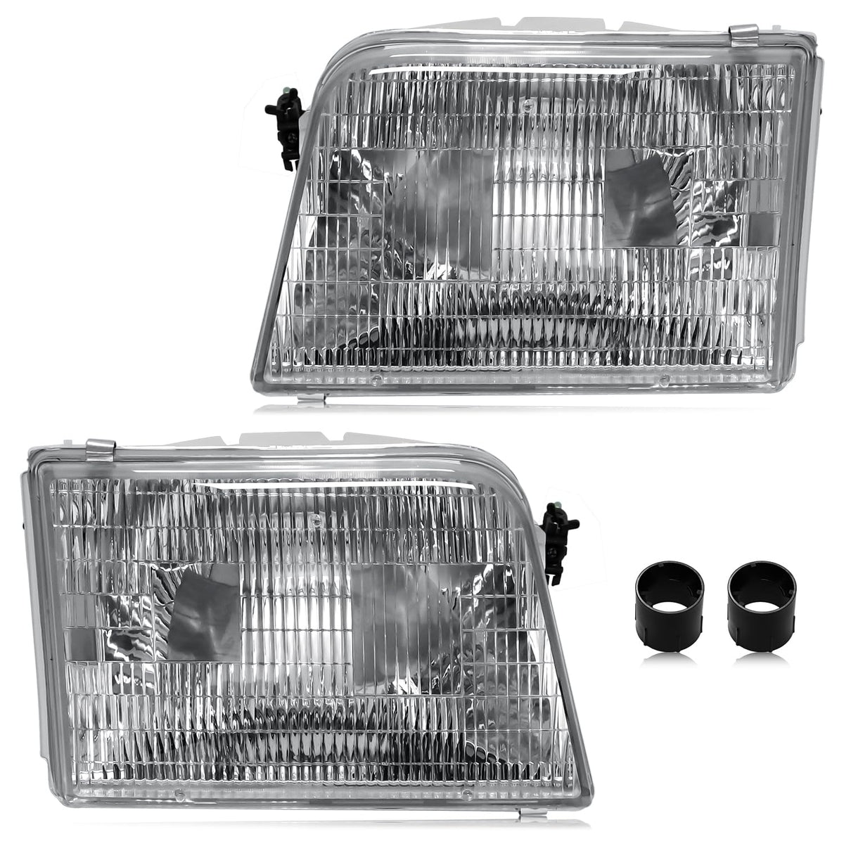 CLERYYE front view of headlight pair showing fit and restored appearance