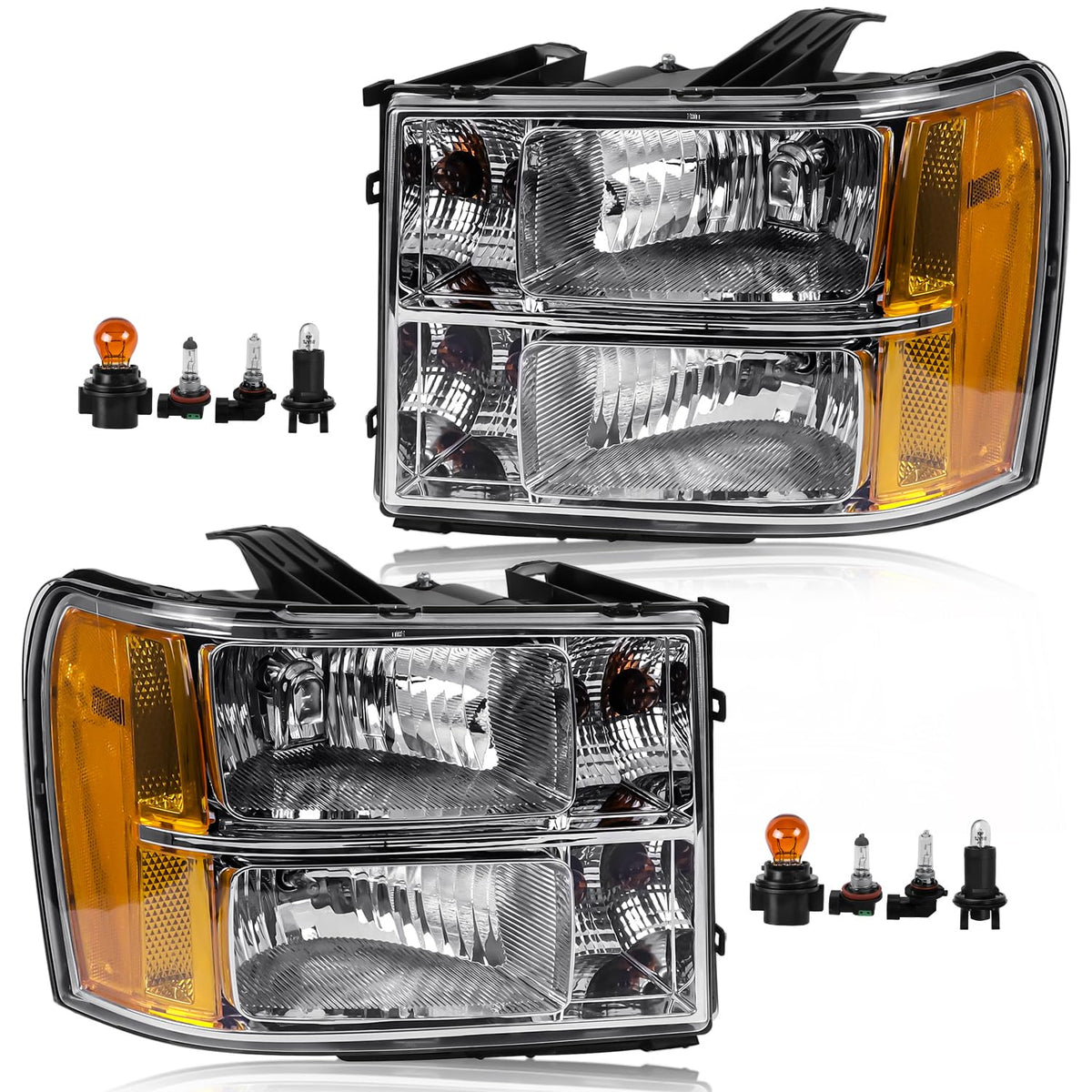 CLERYYE front view of headlight pair showing OEM-style fit and improved appearance