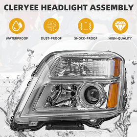 CLERYYE headlight next to ruler showing exact dimensions for correct fitment