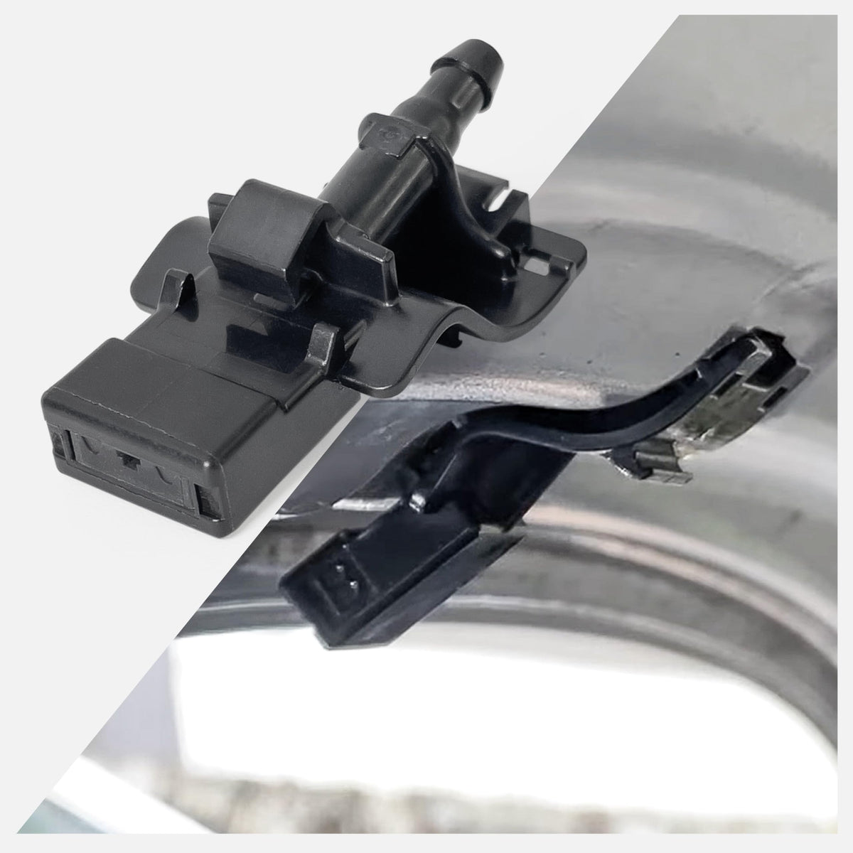 Click&Fit nozzles mounted on windshield demonstrating improved coverage